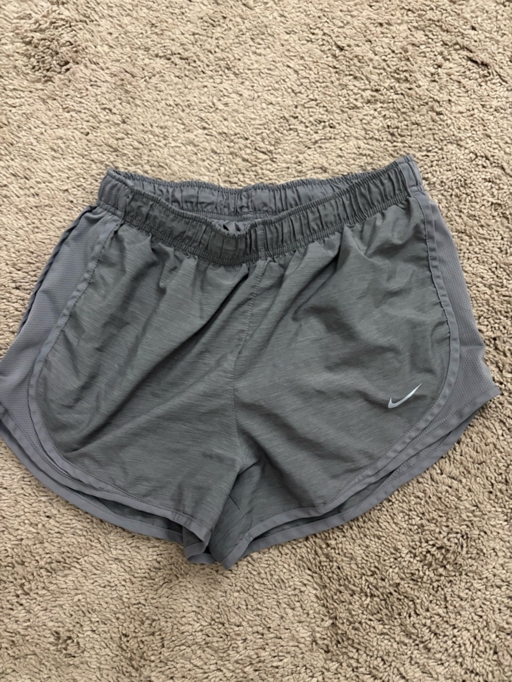 Nike Women’s Gray Athletic Running Shorts with Swoosh